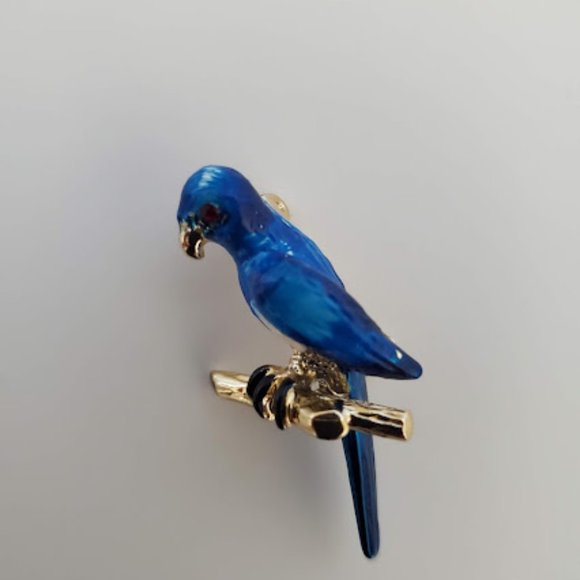 Vintage parakeet scatter pins hand enameled jeweled eyes - Picture 3 of 6